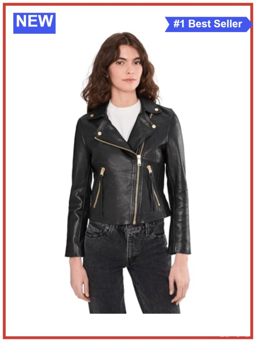 Leather Biker Jacket Slim Fit Long Sleeve Moto Coat